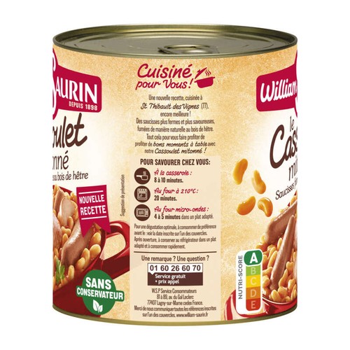 William Saurin Le cassoulet mitonné 840g