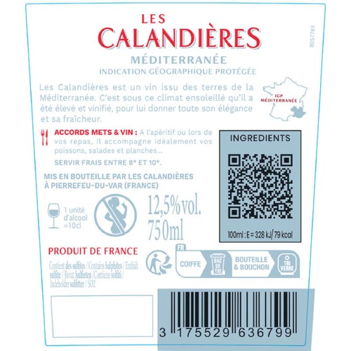 Les Calandieres Méditerrannée IGP rosé 75cl