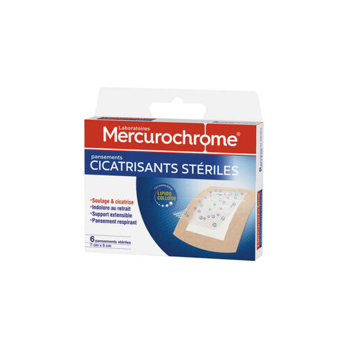 Mercurochrome Pansements Cicatrisants Stériles x6