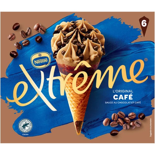 Nestlé Cônes Extrême Café sauce au café et Pépites 6x71g
