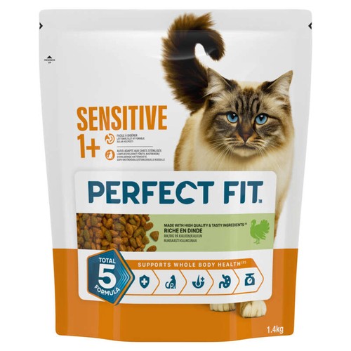 Perfect Fit sensitive 1+ croquettes riche en dinde chat adulte sensible stérilisé 1,4kg