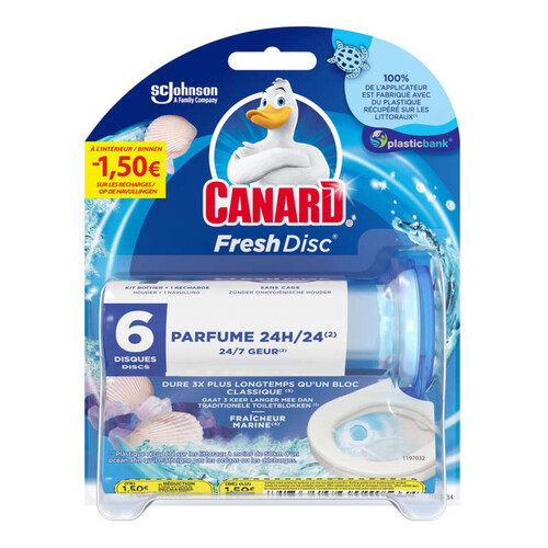 Canard WC Bloc Nettoyant WC Fresh Disc Fraîcheur Marine 1*6 Disques