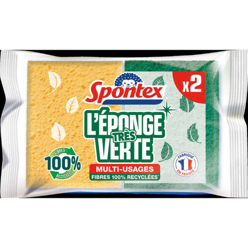 Spontex Eponges Végétales Grattantes-Fibres recyclées x2