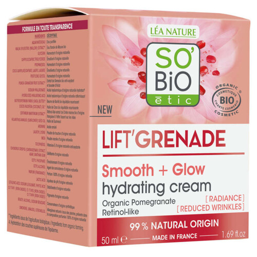 So'Bio Etic Lift Grenade Soin Hydratant Lissant Eclat 50ml