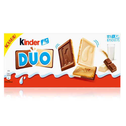 Kinder Duo Biscuits avec Tablettes de Chocolat au lait & Blanc 150g