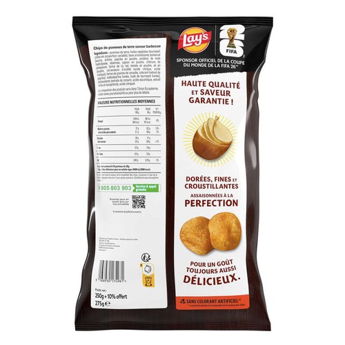 Lay's Chips Saveur Barbecue 250g +10%