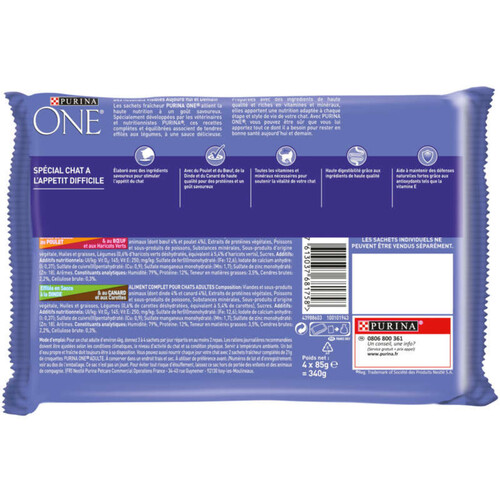 Purina One Effilés en sauce Chat difficile 4x85g