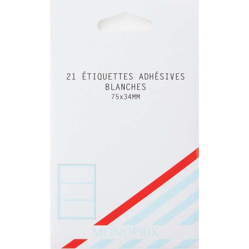 Monoprix 21 étiquettes adhésives blanches