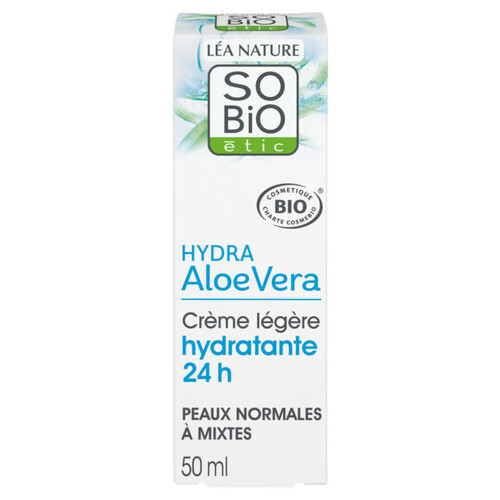 SO'BiO Étic Crème de jour soin léger hydratant 24h Aloe Vera 50ml