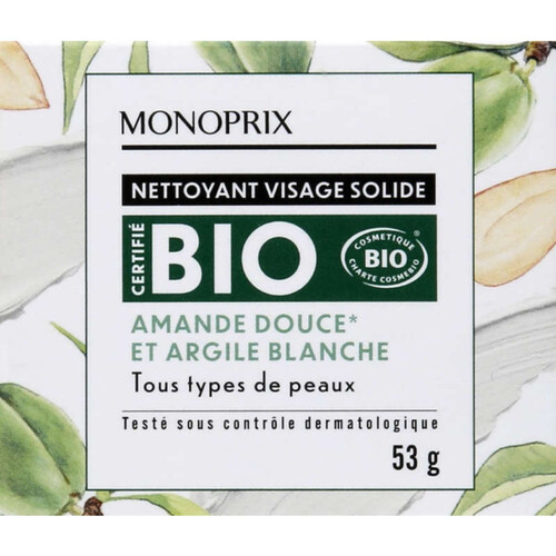Monoprix Bio nettoyant visage solide bio 53g