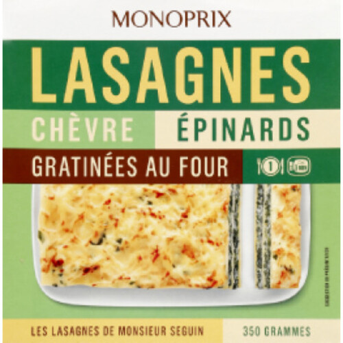 Monoprix lasagne chèvre épinard 350g
