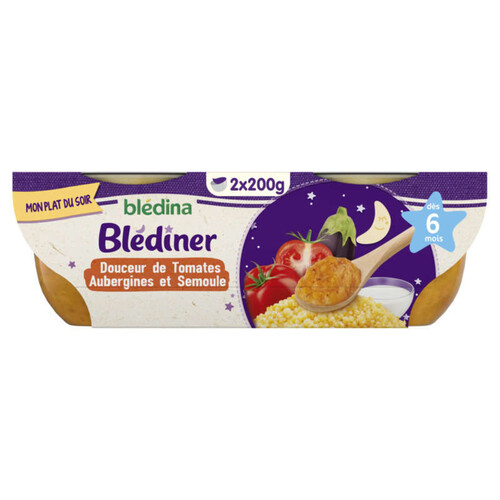 Blédina Blédiner tomates aubergines semoule 2x200g