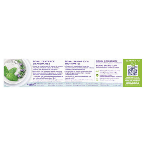 Signal Dentifrice Integral 8 Nature Bicarbonate Fraîcheur & Détox 75Ml