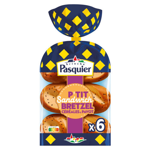 Brioche Pasquier P'Tit Sandwich Façon Bretzel Céréales et Pavot x6 270g