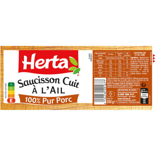 Herta saucisson cuit à l'ail 300g