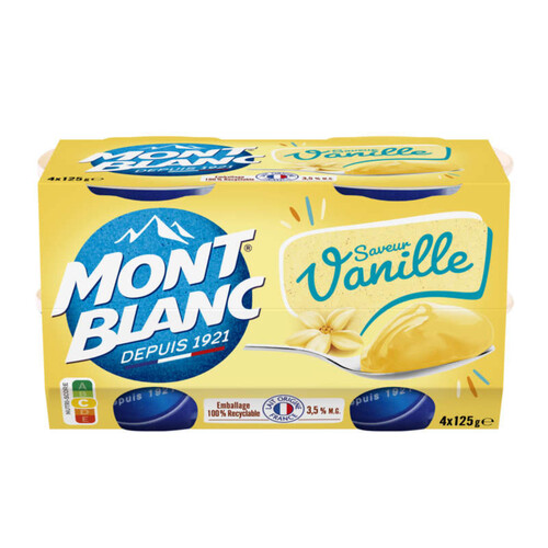 Mont Blanc Crème Dessert Saveur Vanille 4 x 125G