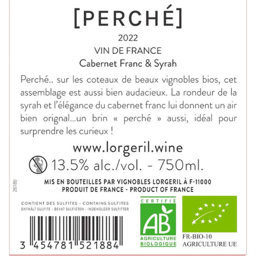 Lorgeril perché cabernet franc syrah 75cl