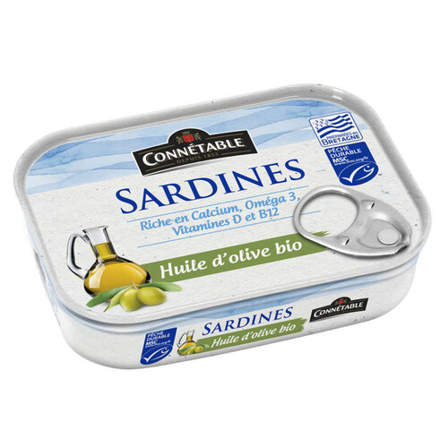 Connétable Sardines Pêche Responsable À L'Huile D'Olive Vierge Extra Bio 135G