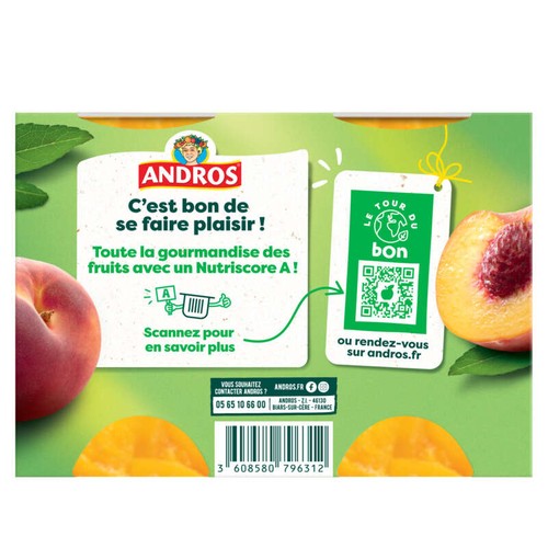 Andros Compote Pêche Morceaux généreux 4x100g