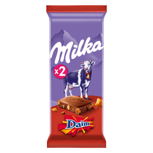 Milka Tablette Chocolat au Lait et aux éclats de Daim 2x100 g