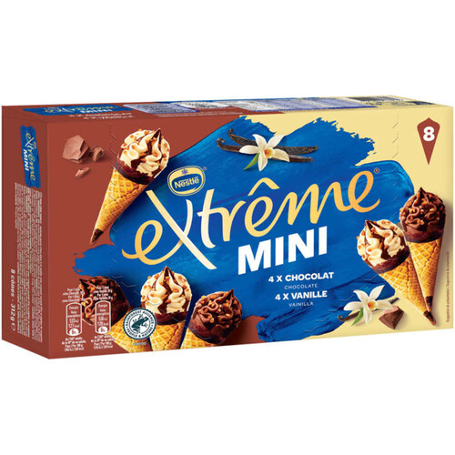 Extrême Mini Cônes de Glace Vanille Chocolat Boite x8 312g