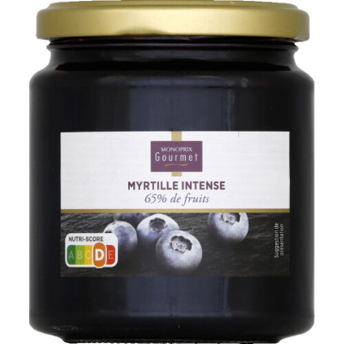 Monoprix Gourmet Confiture myrtilles intenses 330g