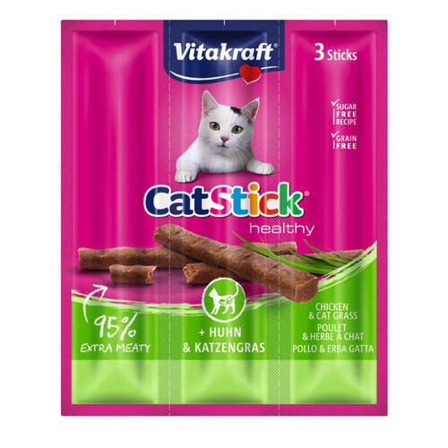 Vitakraft Sticks Poulet Et Herbe À Chat - Cat Stick Mini 3 x 18G