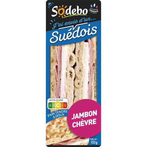 Sodebo Sandwich Suédois jambon chèvre 135g