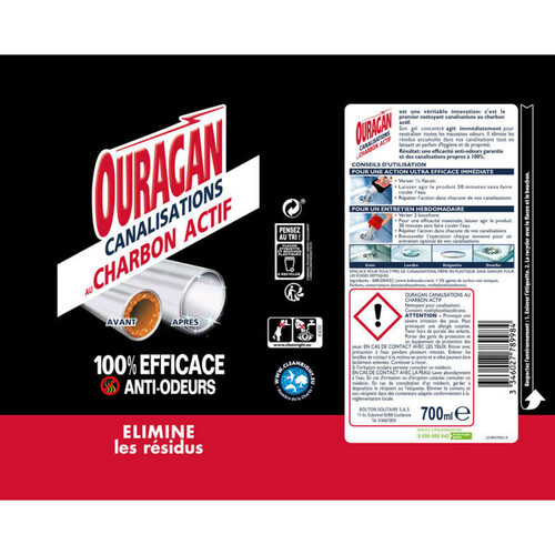 Wc Net Nettoyant Canalisations Au Charbon Actif 700ml