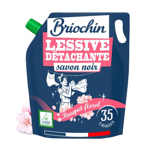 Briochin Recharge Lessive au savon noir Ecolabel 1,6L