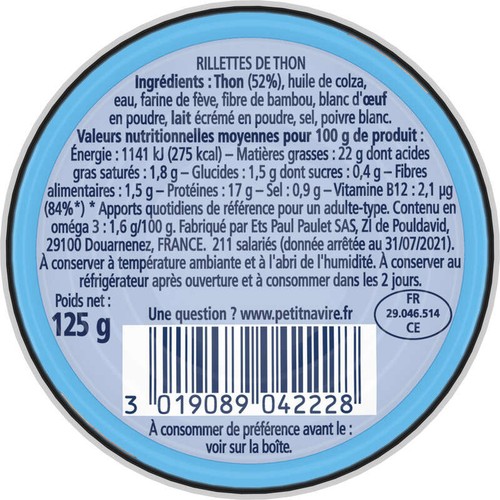 Petit Navire Rillettes de Thon 125g