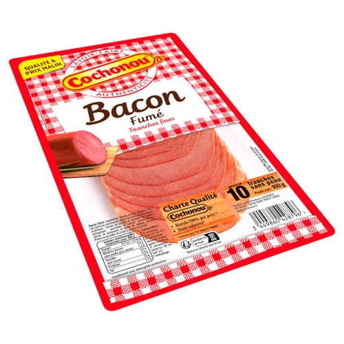 Cochonou Bacon Fumé au Bois de Hêtre Tranches Fines x10 100g