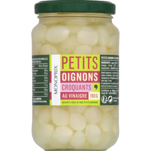 Monoprix Petits oignons croquants au vinaigre 190g