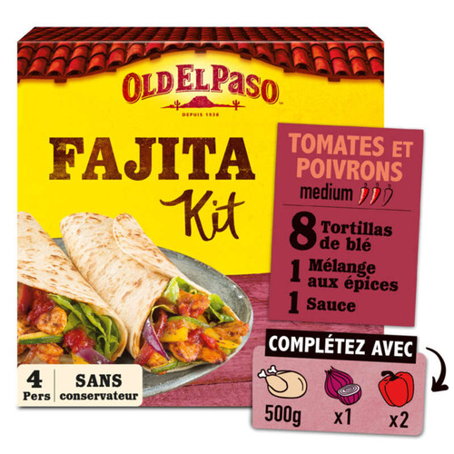 Old El Paso Kit Pour Fajitas Saveur Tomates & Poivrons Medium 500g