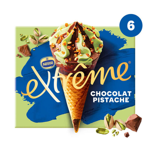 Nestlé Cônes Extrême Chocolat Pistache pépites de Nougatine 6x71g