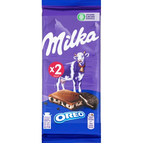 Milka Tablette Chocolat Au Lait Éclats D'Oreo 2x100g