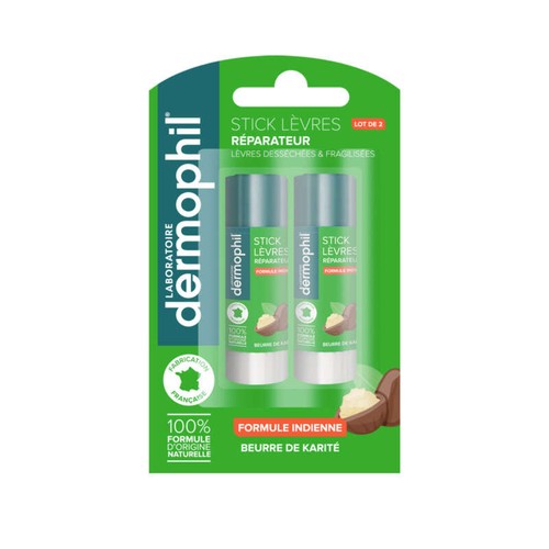 Dermophil (Gms) Stick À Lèvres Réparateur Protecteur Formule Indienne 2x4g