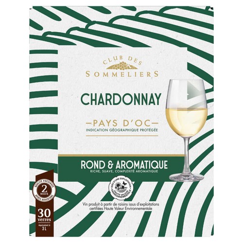 Club des Sommeliers Chardonnay Pays d'OC Igp 3L