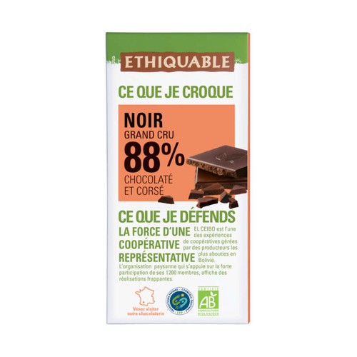 Ethiquable Chocolat Noir 88% Bio 100g