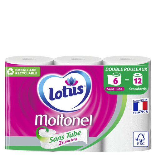 Lotus Papier Toilette Moltonel Sans Tube x6 rouleaux