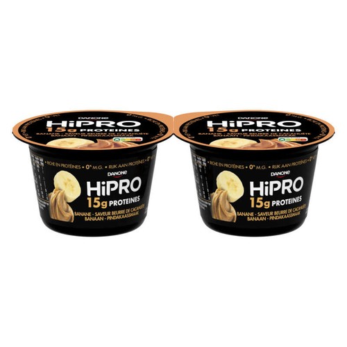 HiPRO Yaourt Protéiné 0% Saveur Beurre De Cacahuète Banane 2x160g