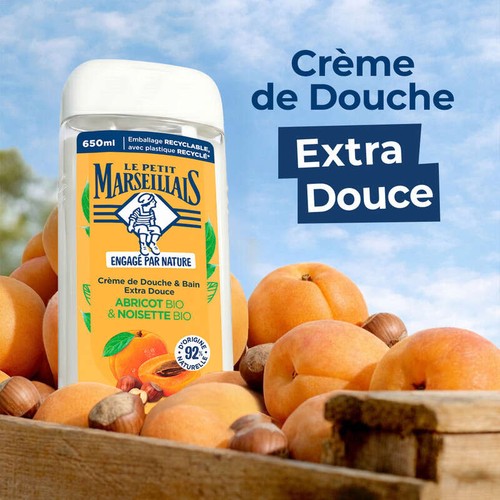 Le Petit Marseillais Crème de Douche & Bain Extra Douce Abricot Bio & Noisette Bio 650ml