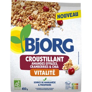 Bjorg croustlant amandes effilées cranberries & chia 450g
