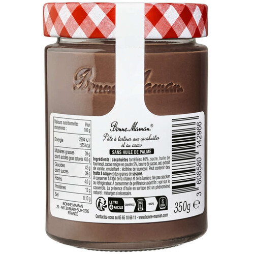 Bonne Maman Pâte à Tartiner Cacahuète et Cacao 350g