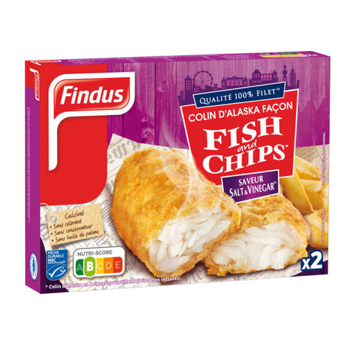 Findus Pané Colin d’Alaska façon Fish &chips Salt & Vinegar MSC x2 240g