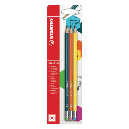 Stabilo 3 Crayons Graphites avec Bout Gomme