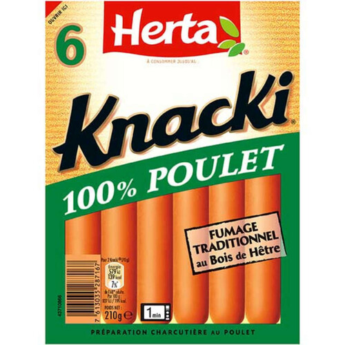 Herta Knacki saucisses 100% poulet x6