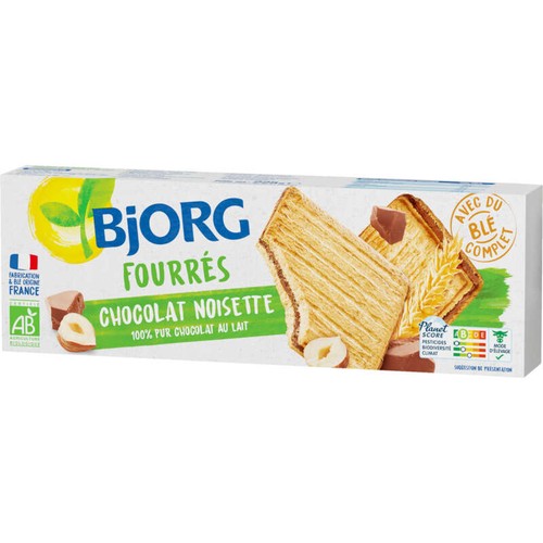 Bjorg Fourrés chocolat lait noisettes Bio 225g
