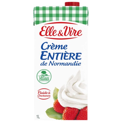 Elle & Vire Crème Entière de Normandie Fluide et Onctueuse 1L