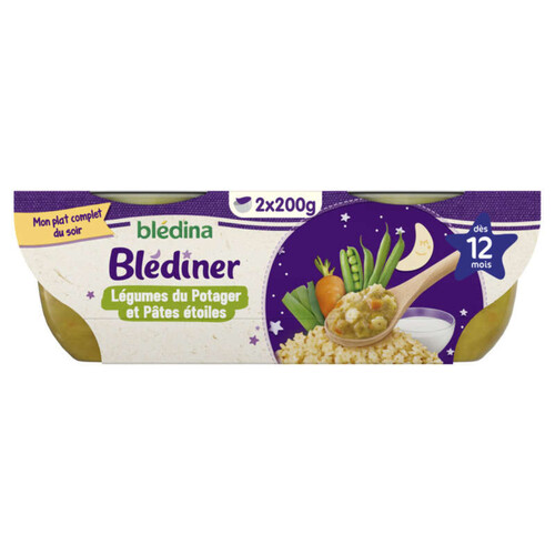 Blédina Blediner Bols Légumes Du Potager et Pâtes Étoiles Dès 12 Mois 2x200g